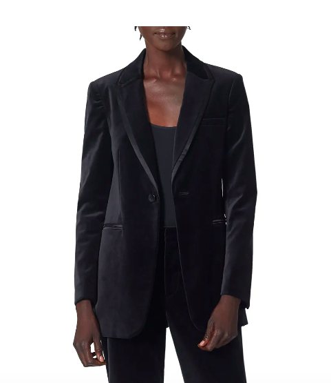 Joie Cotton-Velvet tuxedo blazer