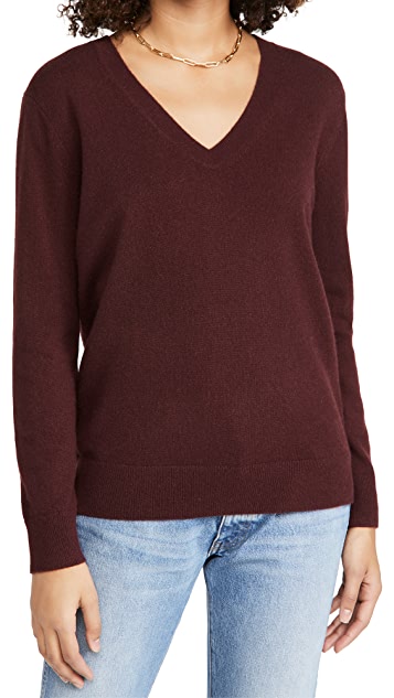 Vince Weekend V neck plum cashmere sweater