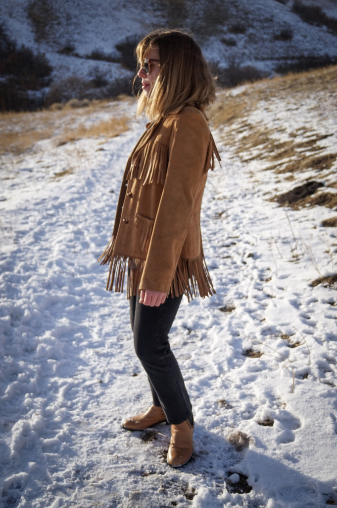 Camel Suede Fringe Coat